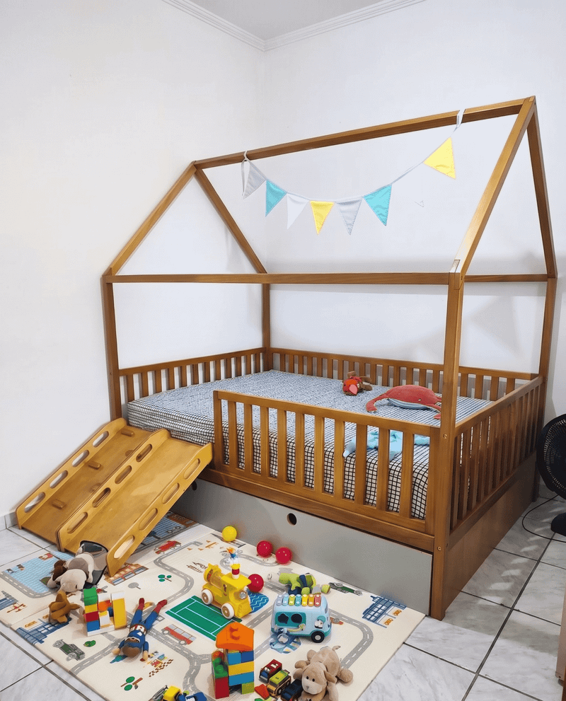Cama Casinha com Cerquinha e Bicama ou Gavetas | Kazakama