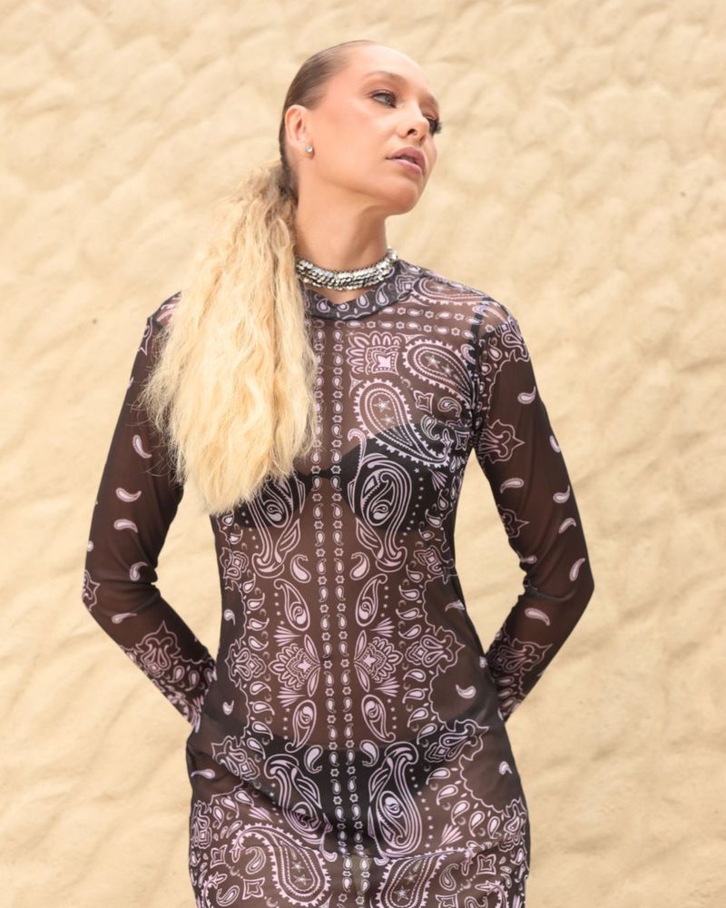 DRESS TULE MARROM