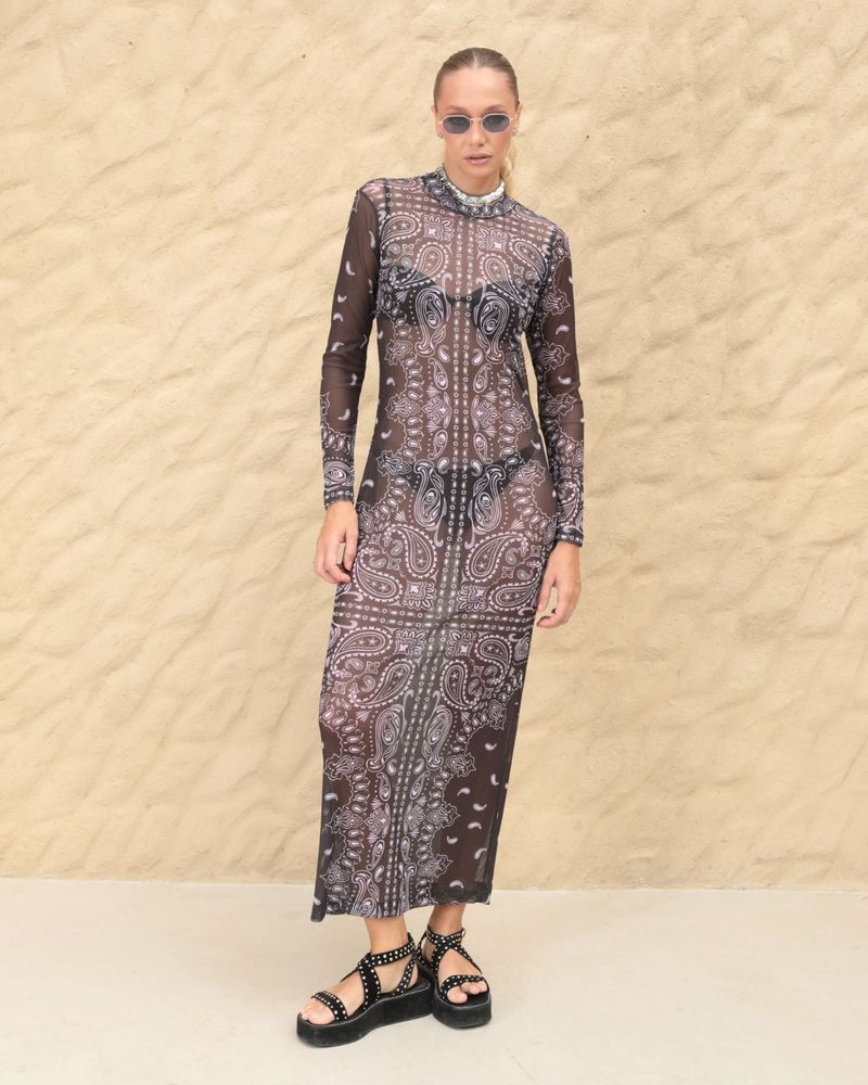 DRESS TULE MARROM
