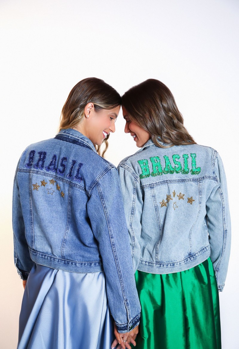 Jaqueta Jeans Bordada Brasil 