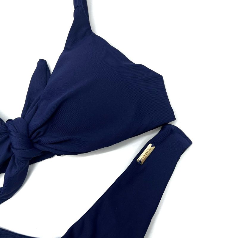 Conjunto Laço Azul Marinho Liso
