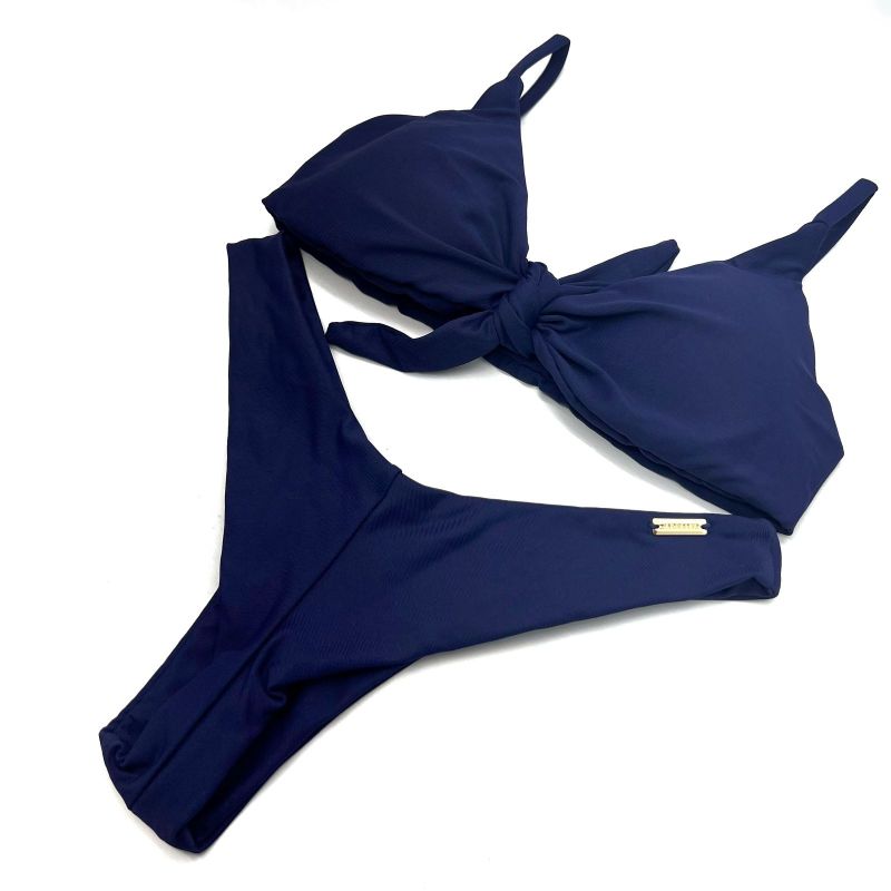 Conjunto Laço Azul Marinho Liso
