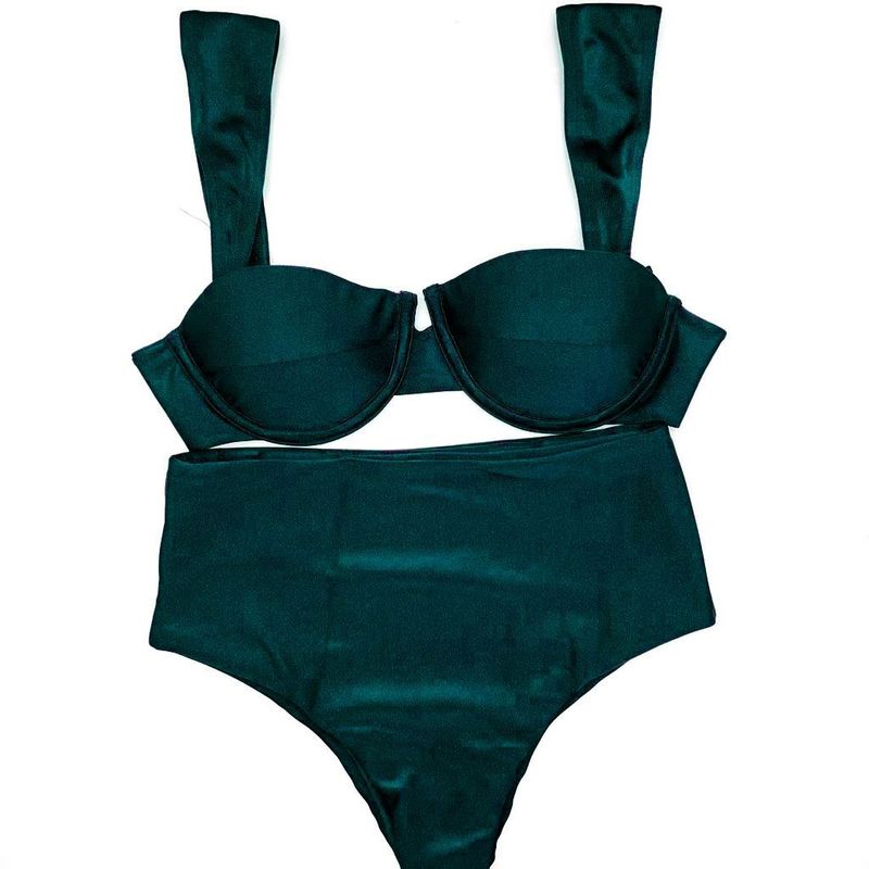 Conjunto Concha Verde Musgo Glow