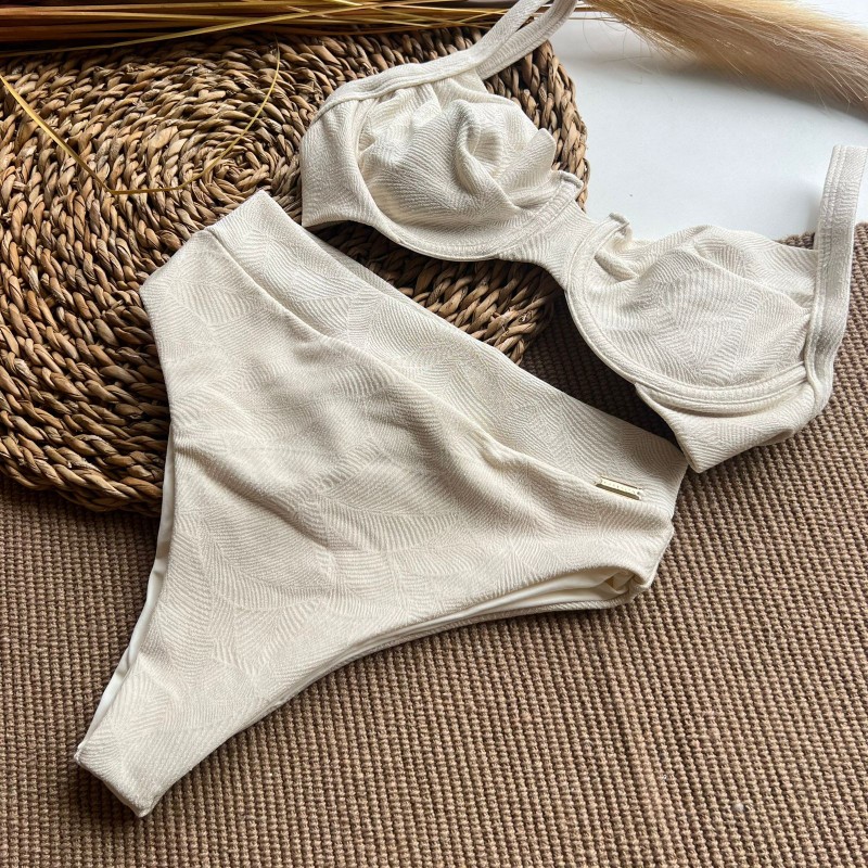 Calcinha Hot Pants Tradicional Off White Texturizado