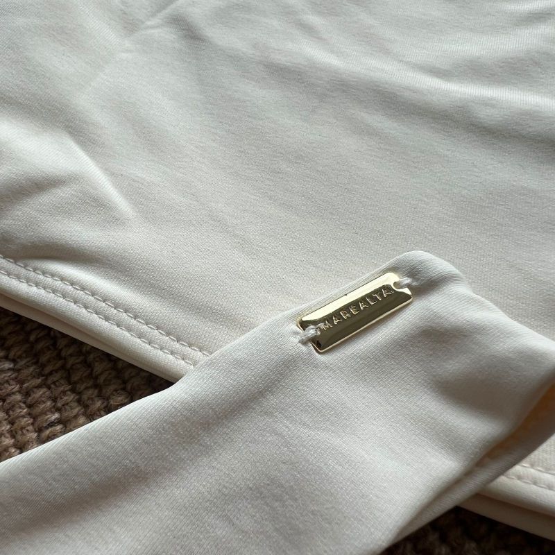 Top Nula Manga Off White Liso