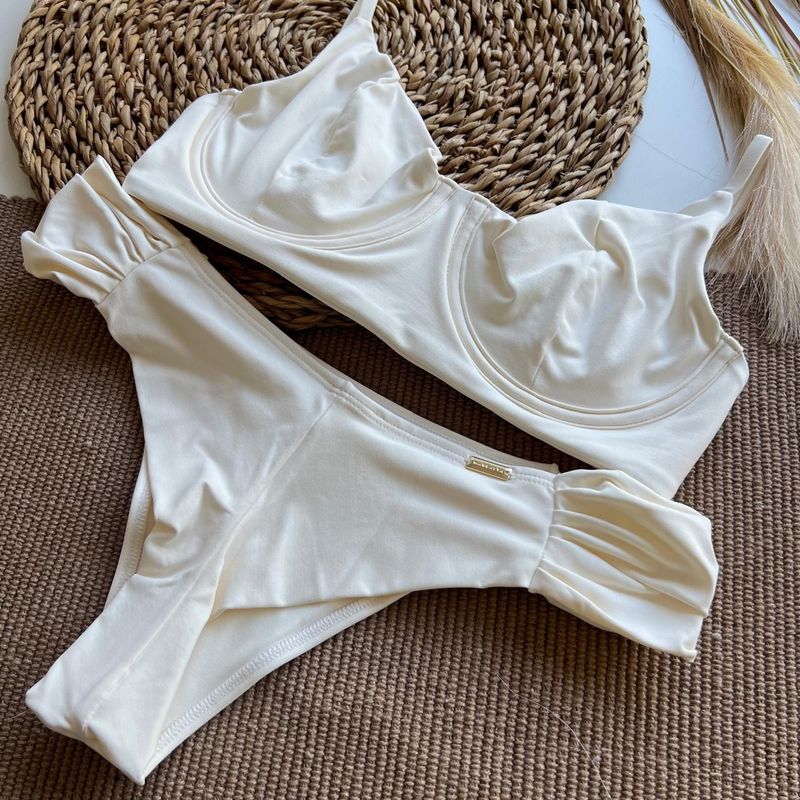Calcinha Tira Larga Off White Liso