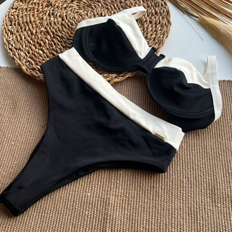 Calcinha Hot Pants Tradicional Duo / Preto e Off White