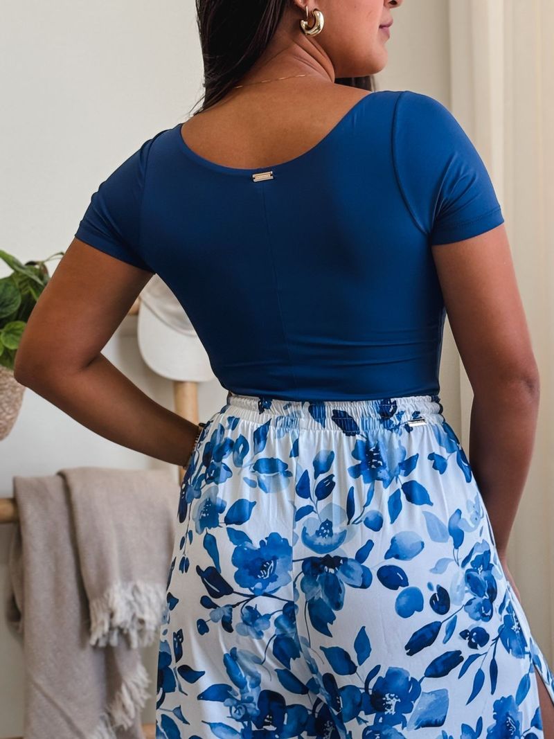Body/Maiô Manga Curta Azul Marinho Liso