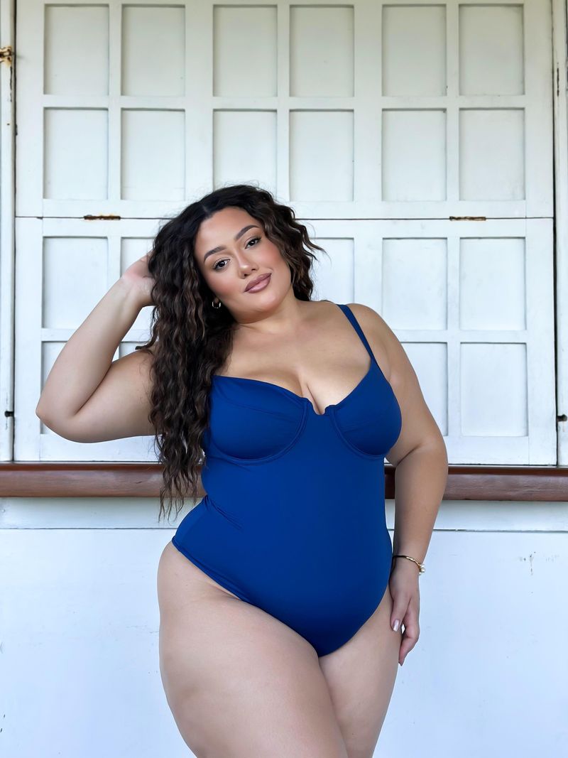 Body Retrô Azul Marinho Liso