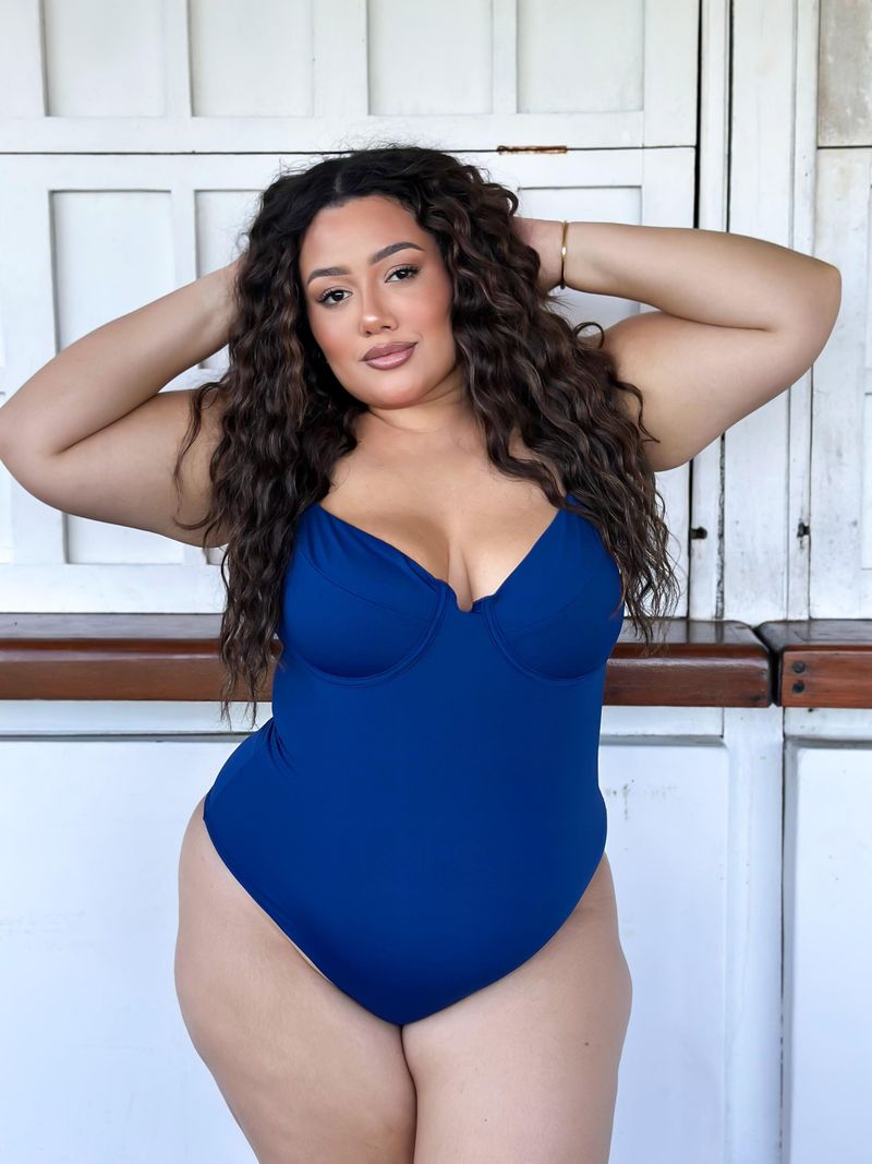 Body Retrô Azul Marinho Liso