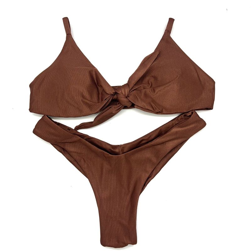 Conjunto Laço Marrom Avelã Canelado