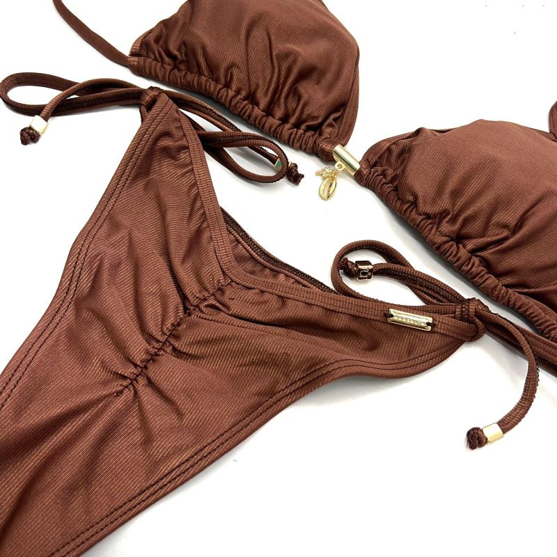 Conjunto Cortininha Marrom Avelã Canelado