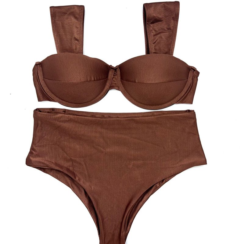 Conjunto Concha Marrom Avelã Canelado