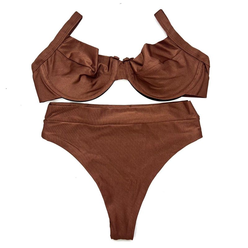 Conjunto Retrô Marrom Avelã Canelado