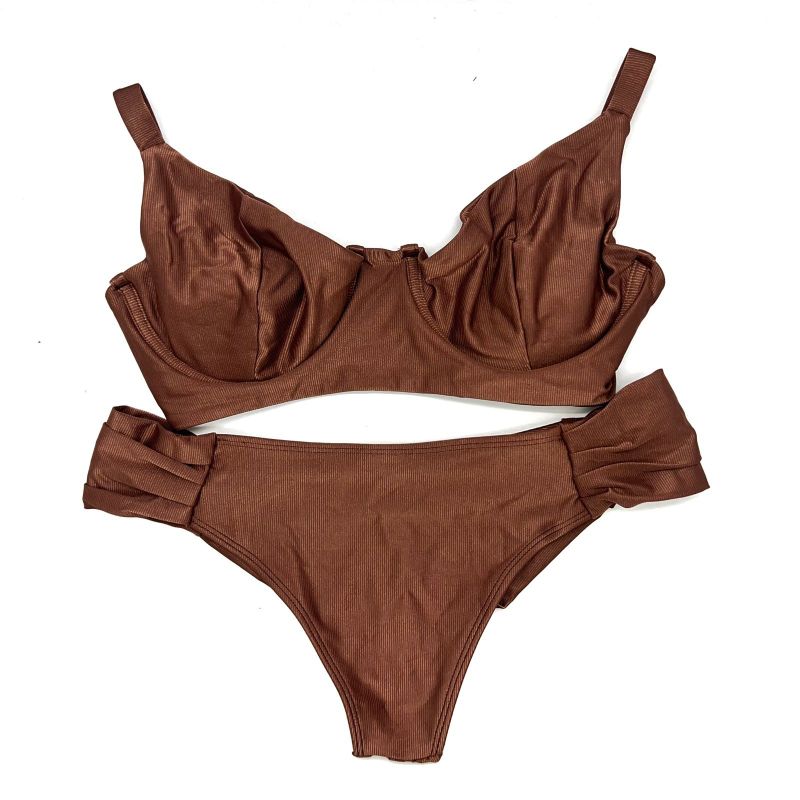 Conjunto Confy Marrom Avelã Canelado