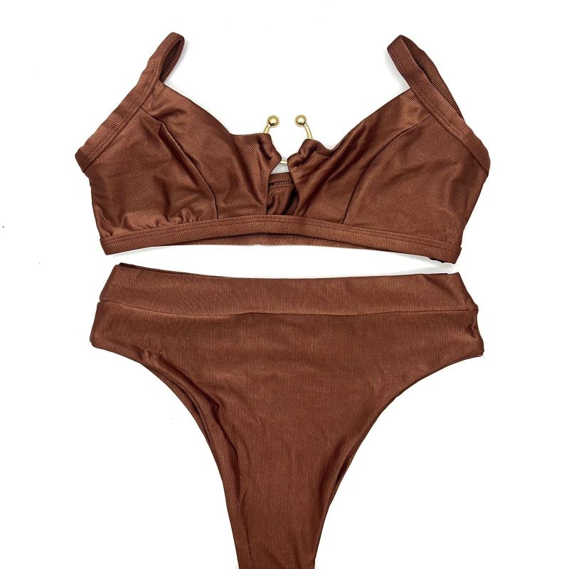 Conjunto Santorini Marrom Avelã Canelado