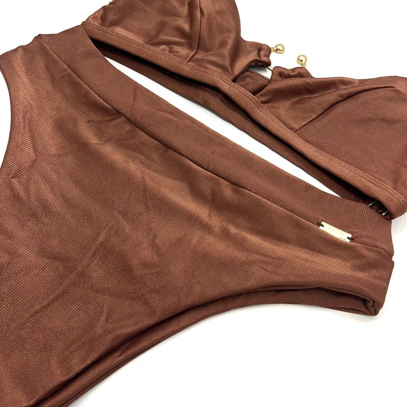 Conjunto Santorini Marrom Avelã Canelado