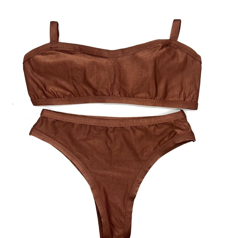 Conjunto Mônaco Marrom Avelã Canelado