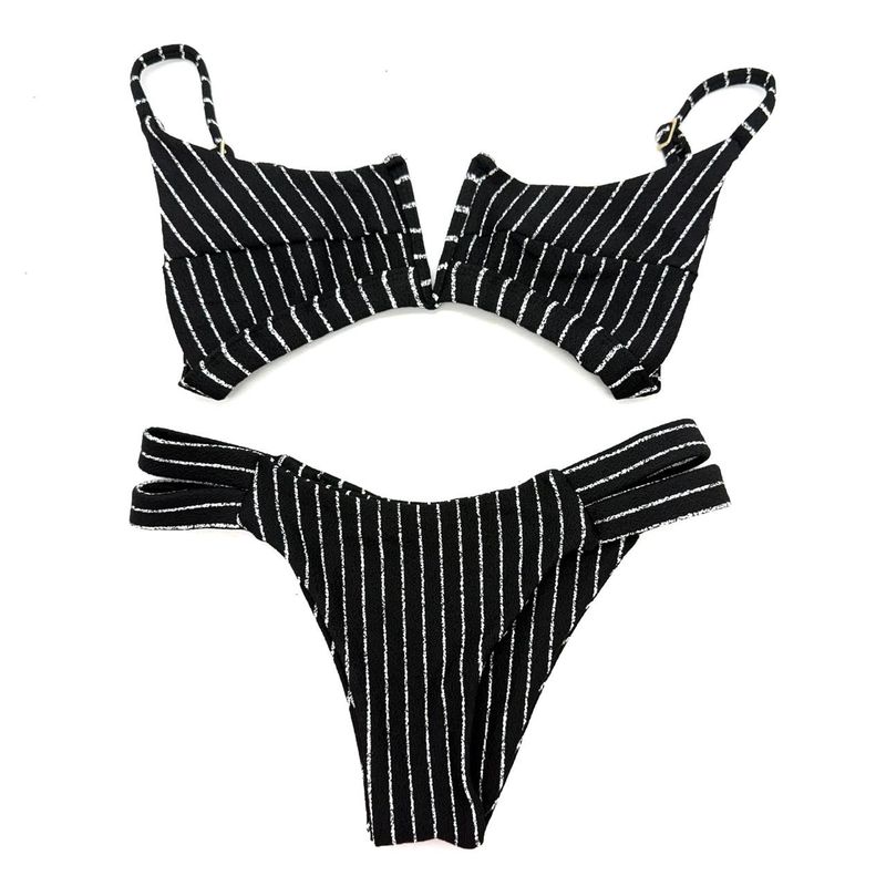 Conjunto Maldivas Listrado Preto e Branco