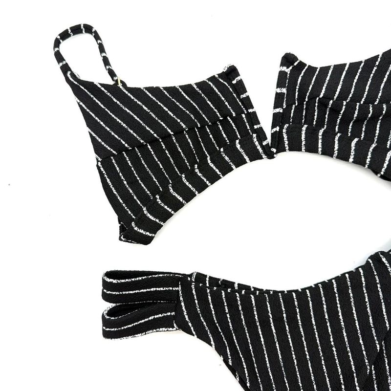 Conjunto Maldivas Listrado Preto e Branco