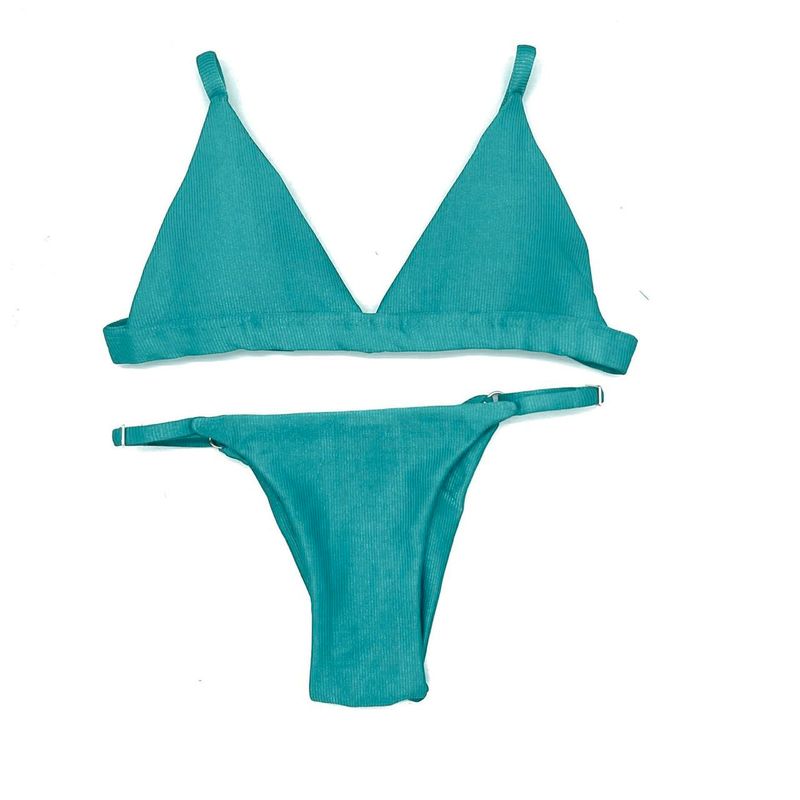 Conjunto Fixo Verde Água Canelado