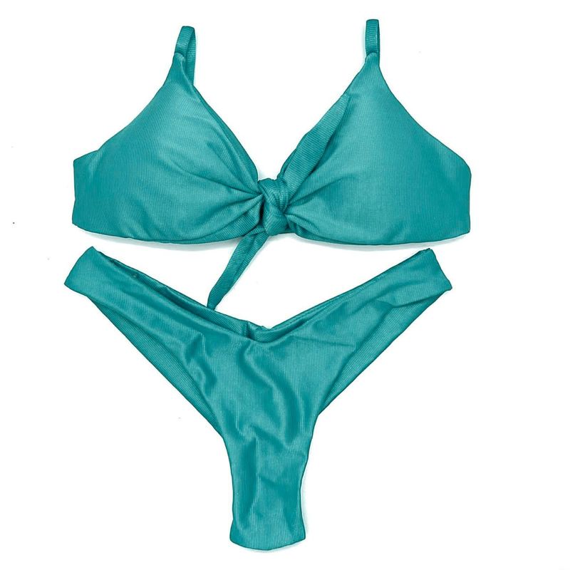 Conjunto Laço Verde Água Canelado