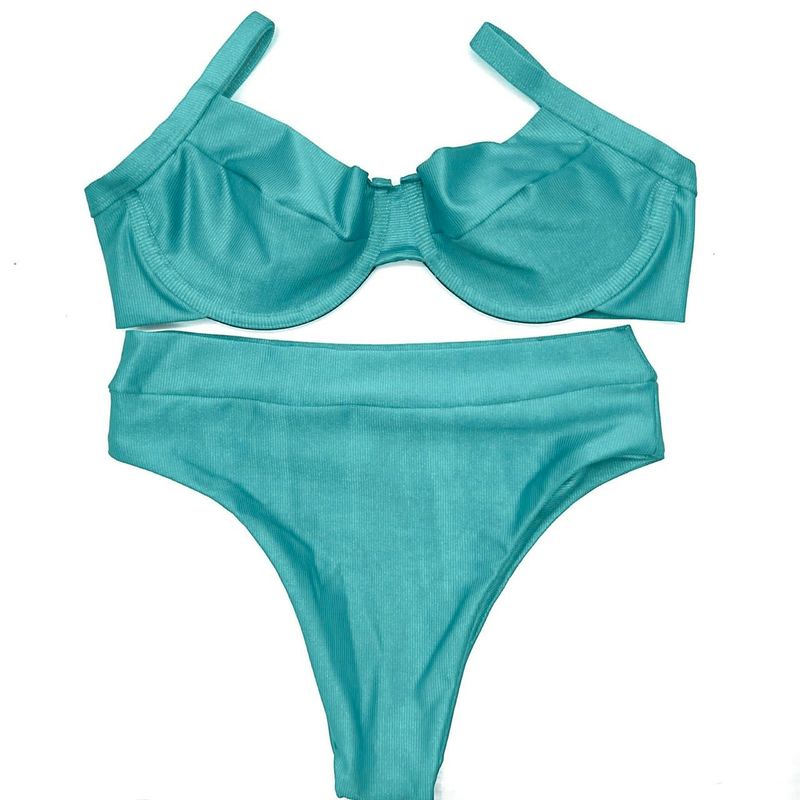 Conjunto Retrô Verde Água Canelado