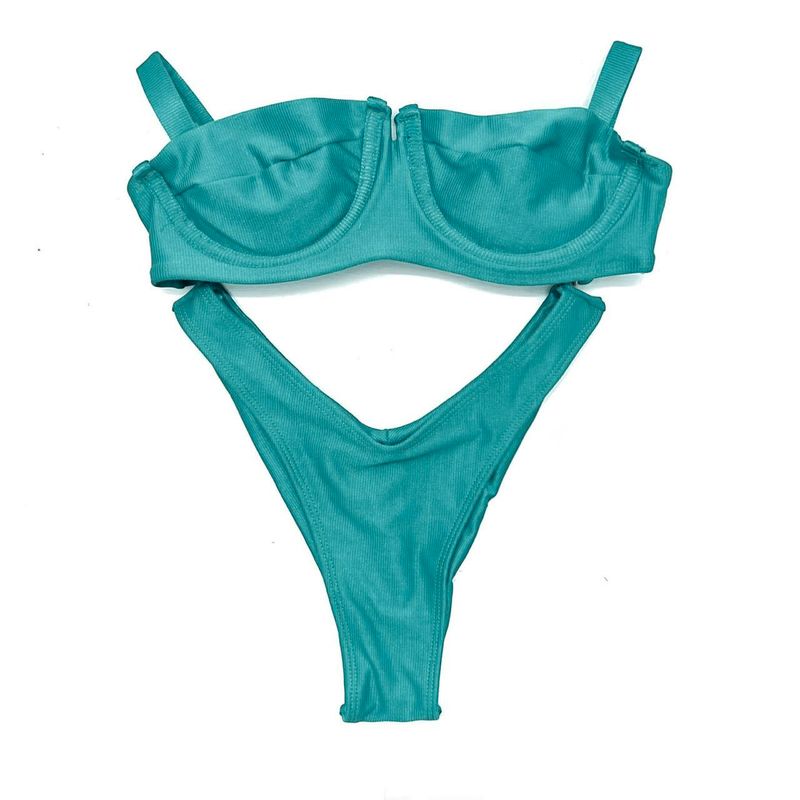 Conjunto Bahamas Verde Água Canelado