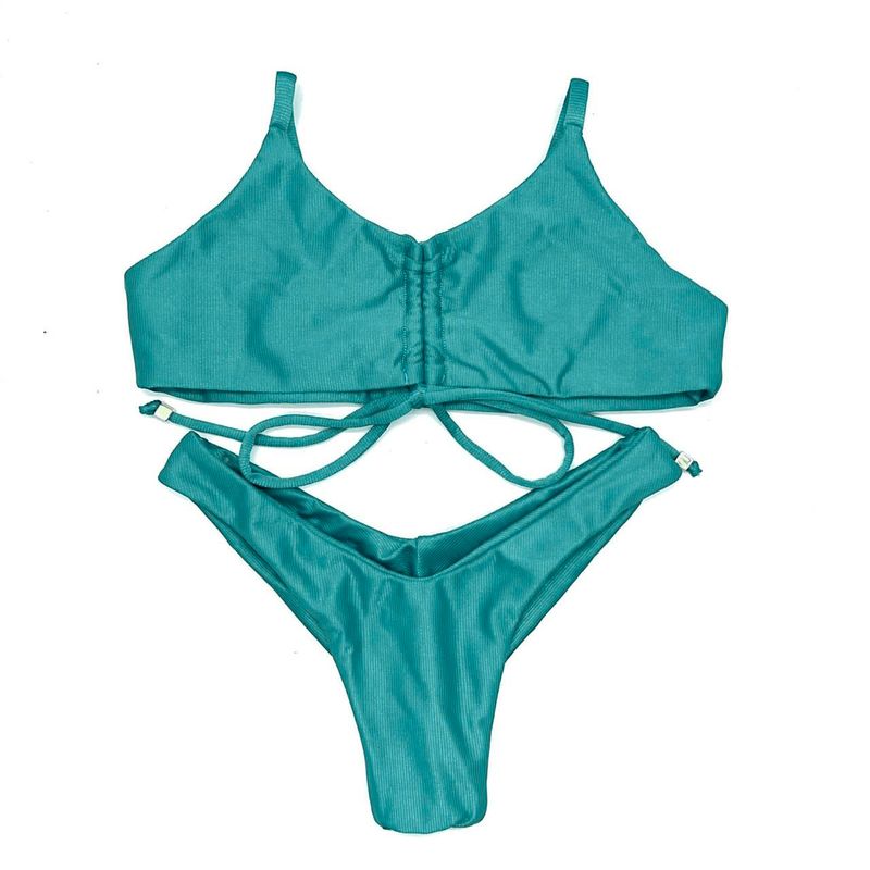 Conjunto Cancun Verde Água Canelado