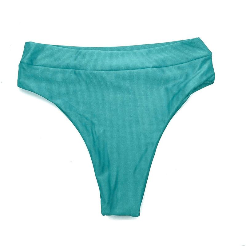 Calcinha Hot Pants Tradicional Verde Água Canelado