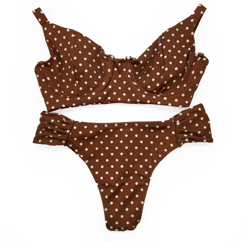 Conjunto Confy Poá Marrom