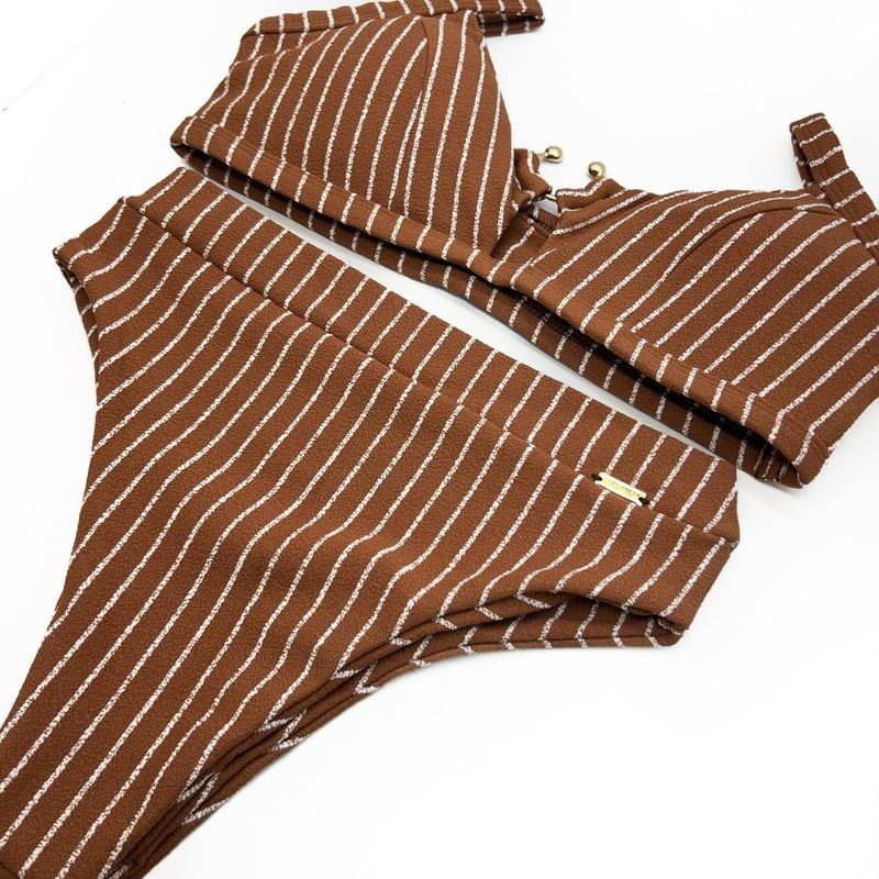 Conjunto Santorini Caramelo Listrado