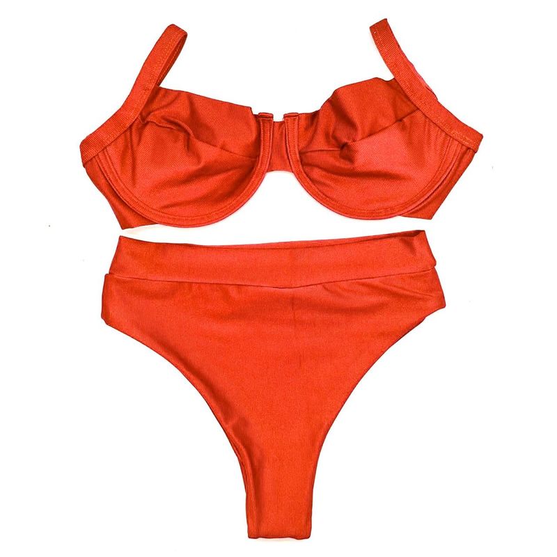 Conjunto Retrô Laranja Canelado