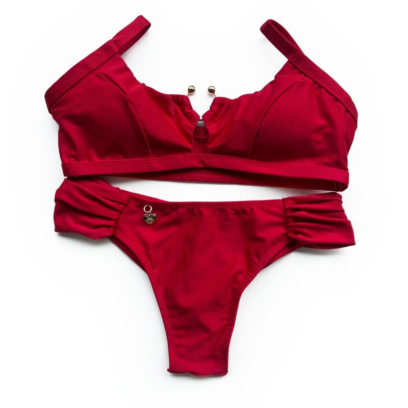 Conjunto Santorini Vermelho Canelado