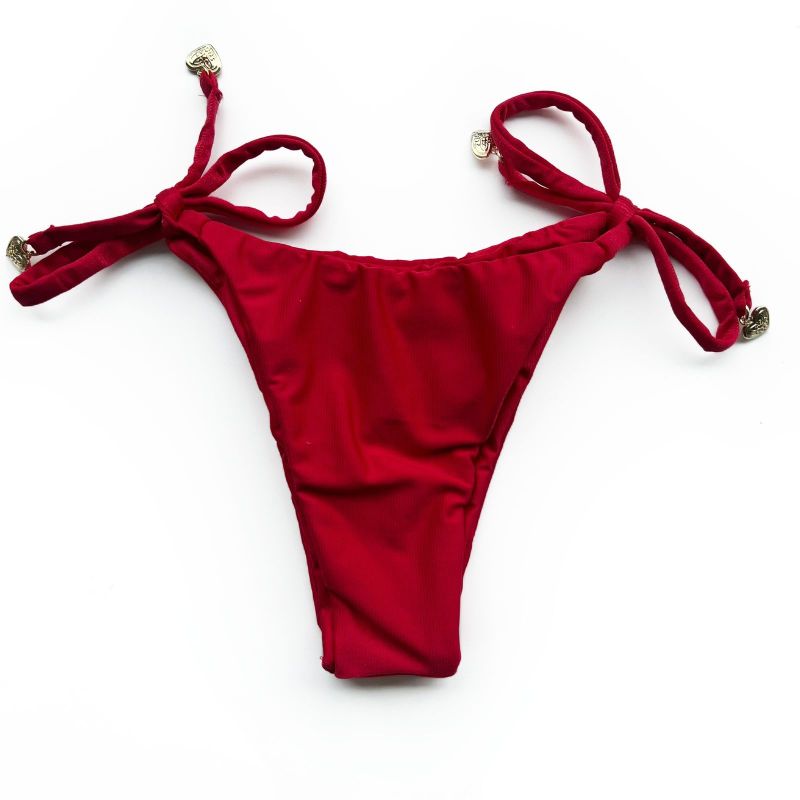 Calcinha Lação Vermelho Canelado