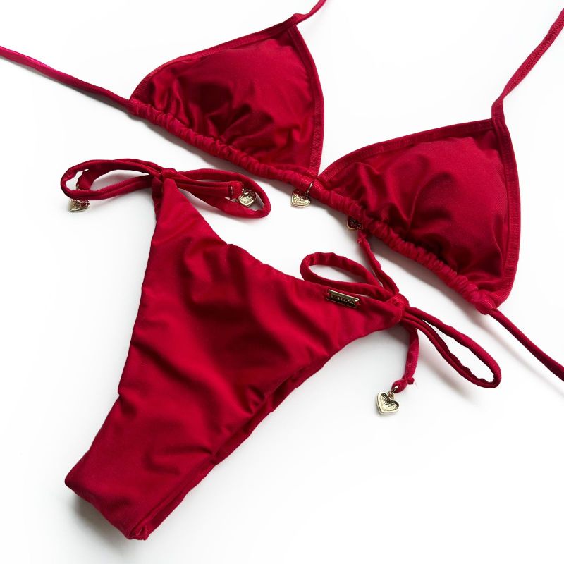 Calcinha Lação Vermelho Canelado