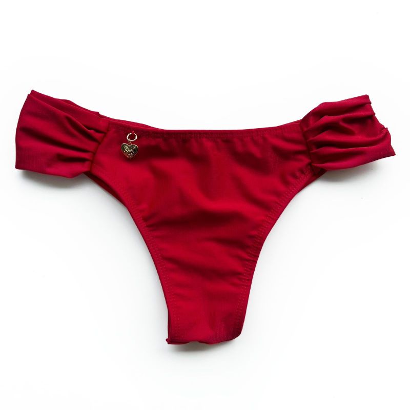 Calcinha Tira Larga Vermelho Canelado