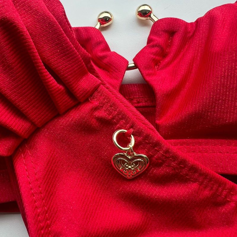 Calcinha Tira Larga Vermelho Canelado