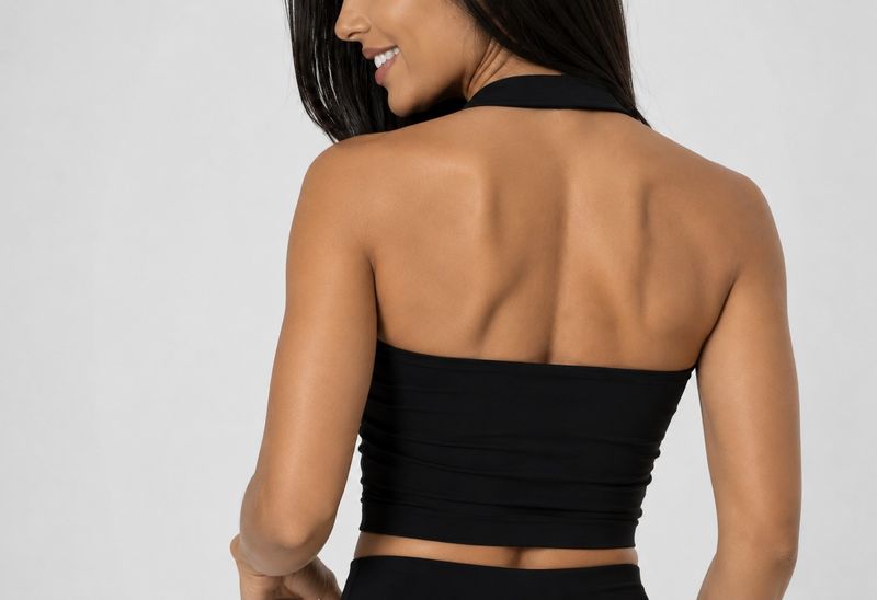 Cropped Frente Única Preto Liso