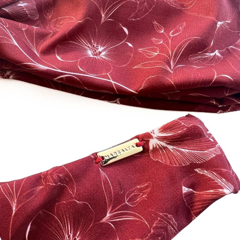 Conjunto Laço Estampa Folhagem Bordô