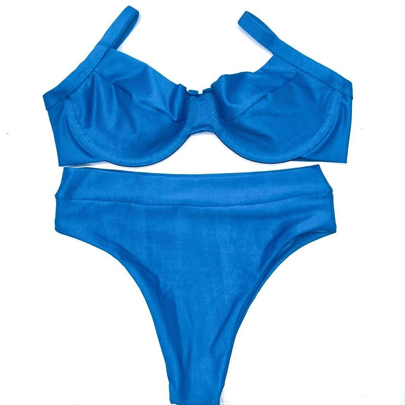 Conjunto Retrô Azul Atlântico Canelado