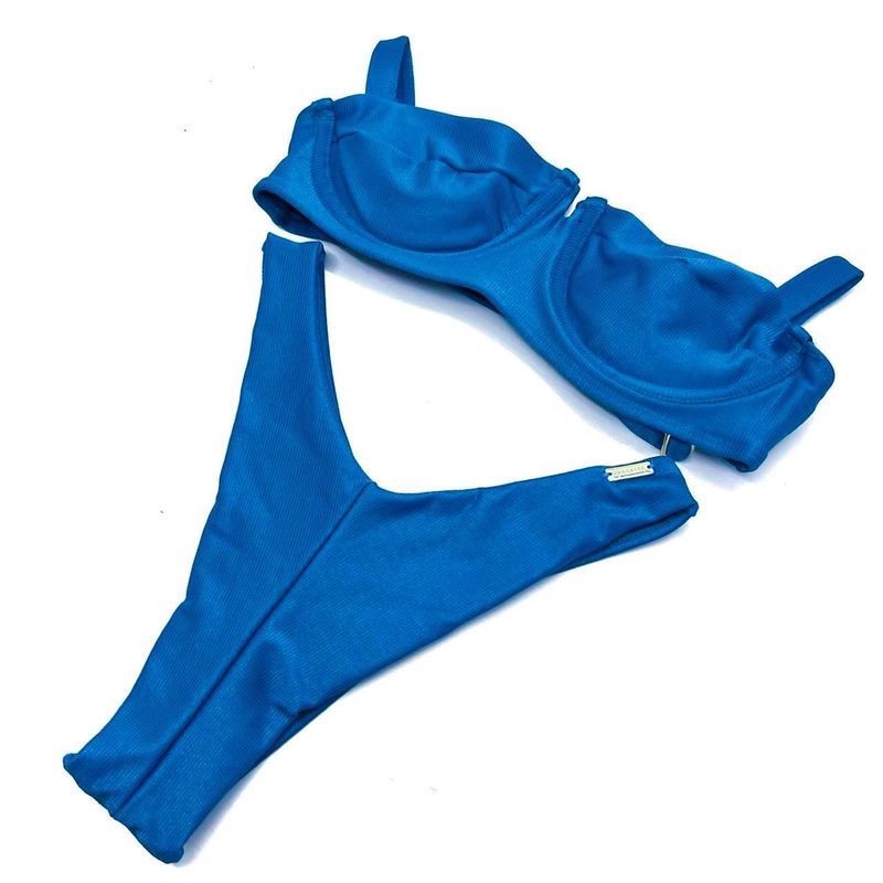 Conjunto Bahamas Azul Atlântico Canelado