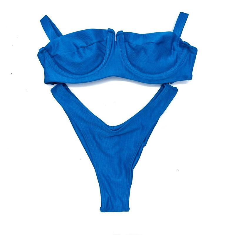 Conjunto Bahamas Azul Atlântico Canelado