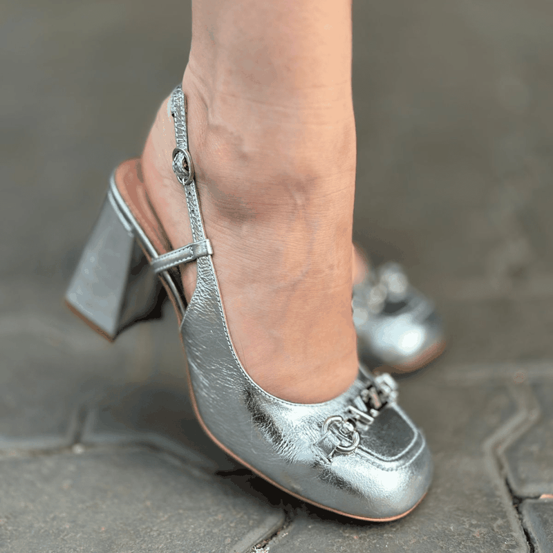 SAPATO VICENZA SLINGBACK COURO SALTO ALTO