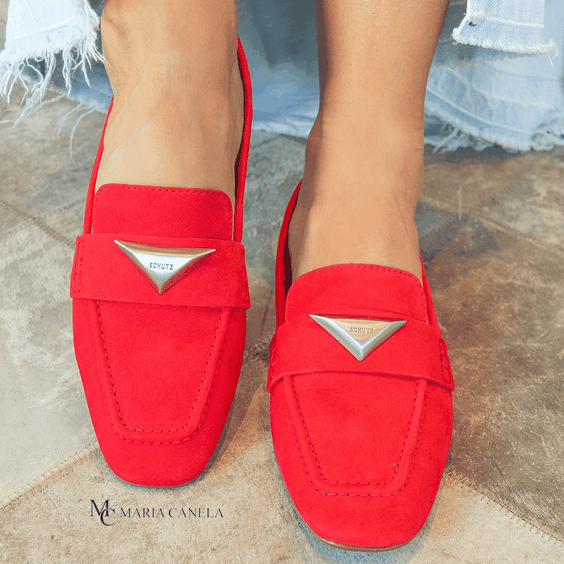 LOAFER SCHUTZ COURO TRIANGULO RED