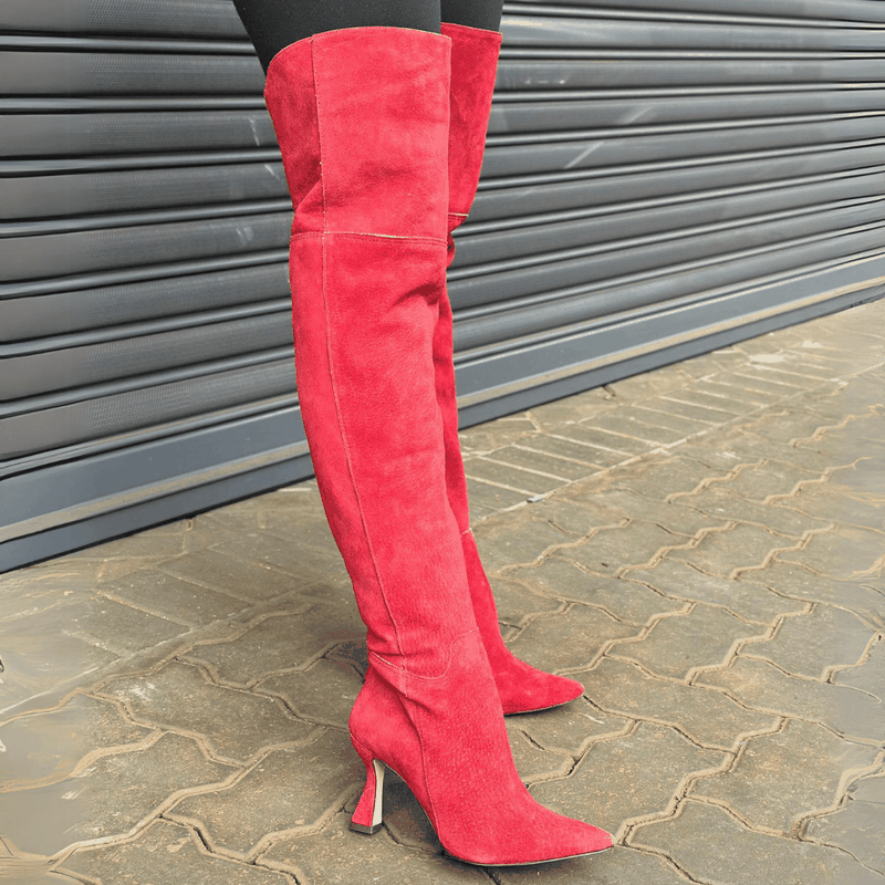 BOTA LUIZA BARCELOS OVER THE KNEE NOBUCK CRANBERRY