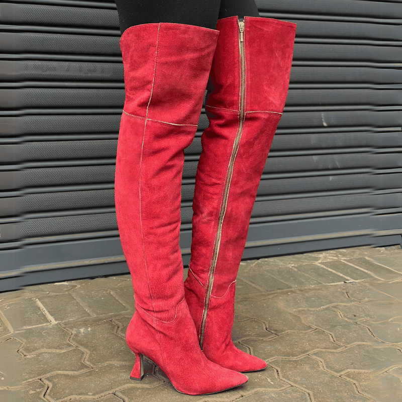 BOTA LUIZA BARCELOS OVER THE KNEE NOBUCK CRANBERRY