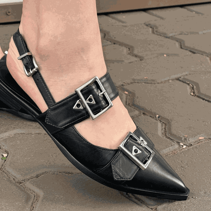 SAPATILHA SCHUTZ SLINGBACK SALTO BAIXO BLACK