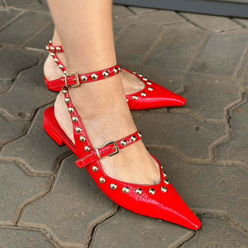 SAPATILHA VICENZA SLINGBACK TACHAS VERMELHO P1158600070001