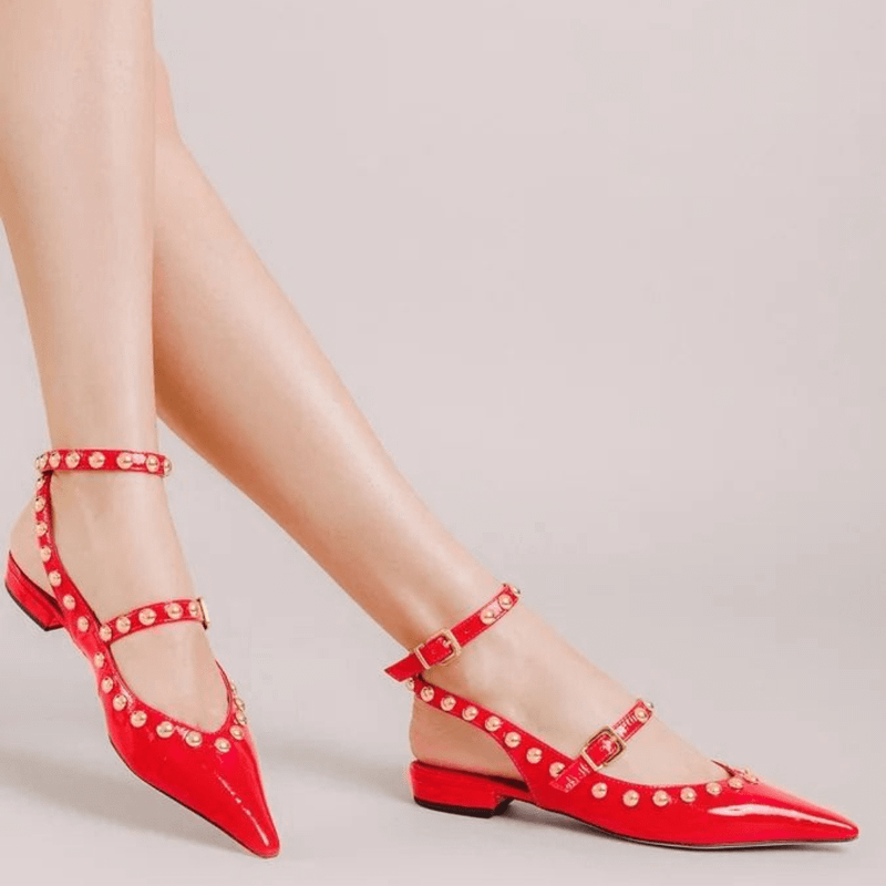 SAPATILHA VICENZA SLINGBACK TACHAS VERMELHO P1158600070001